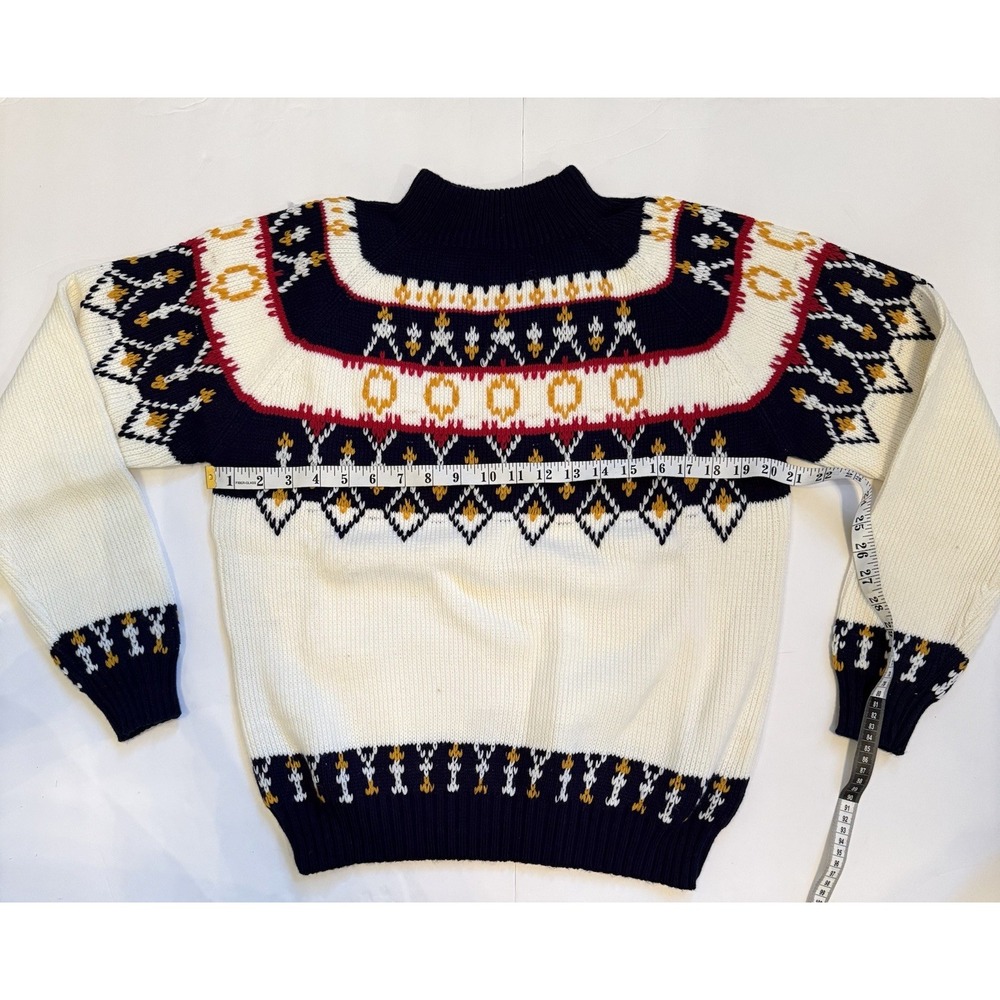 Vintage 70's JC Penney Mock Neck Knit Ski Sweater  Men's Fair Aisle Medium - Picture 6 of 8